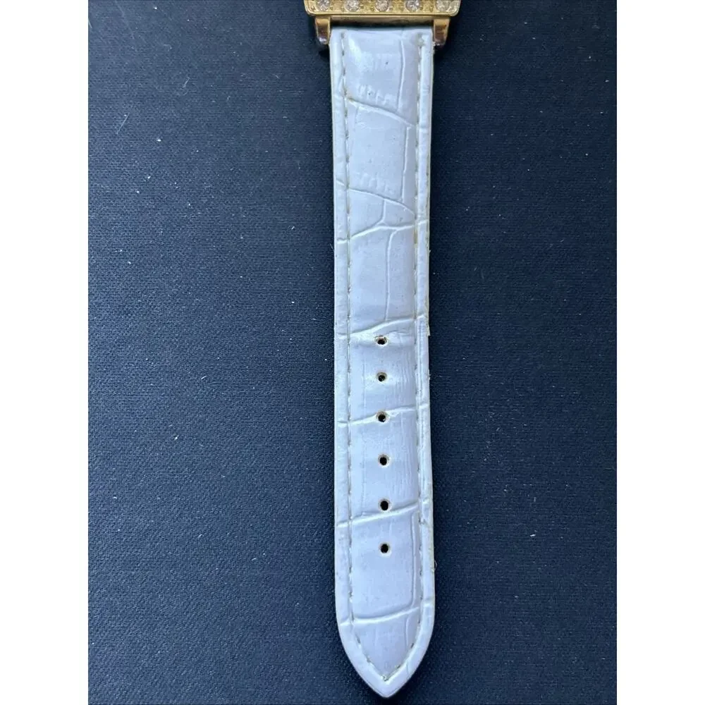 Gold Tone White Band Women’s Quartz Watch